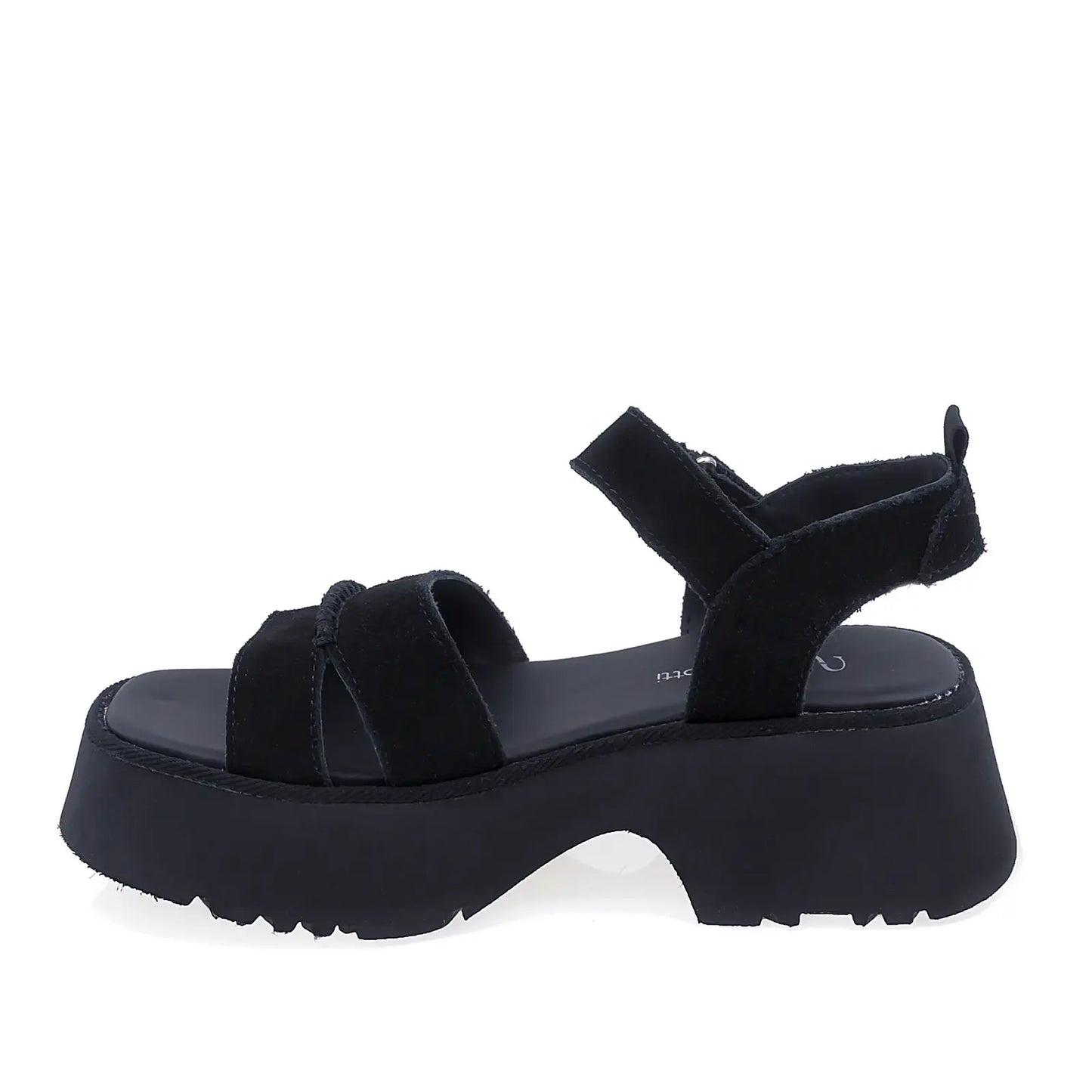 Sandale dama casual piele nabuc Anna Viotti D113-OWS003-1 negre vedere laterala stanga stil modern