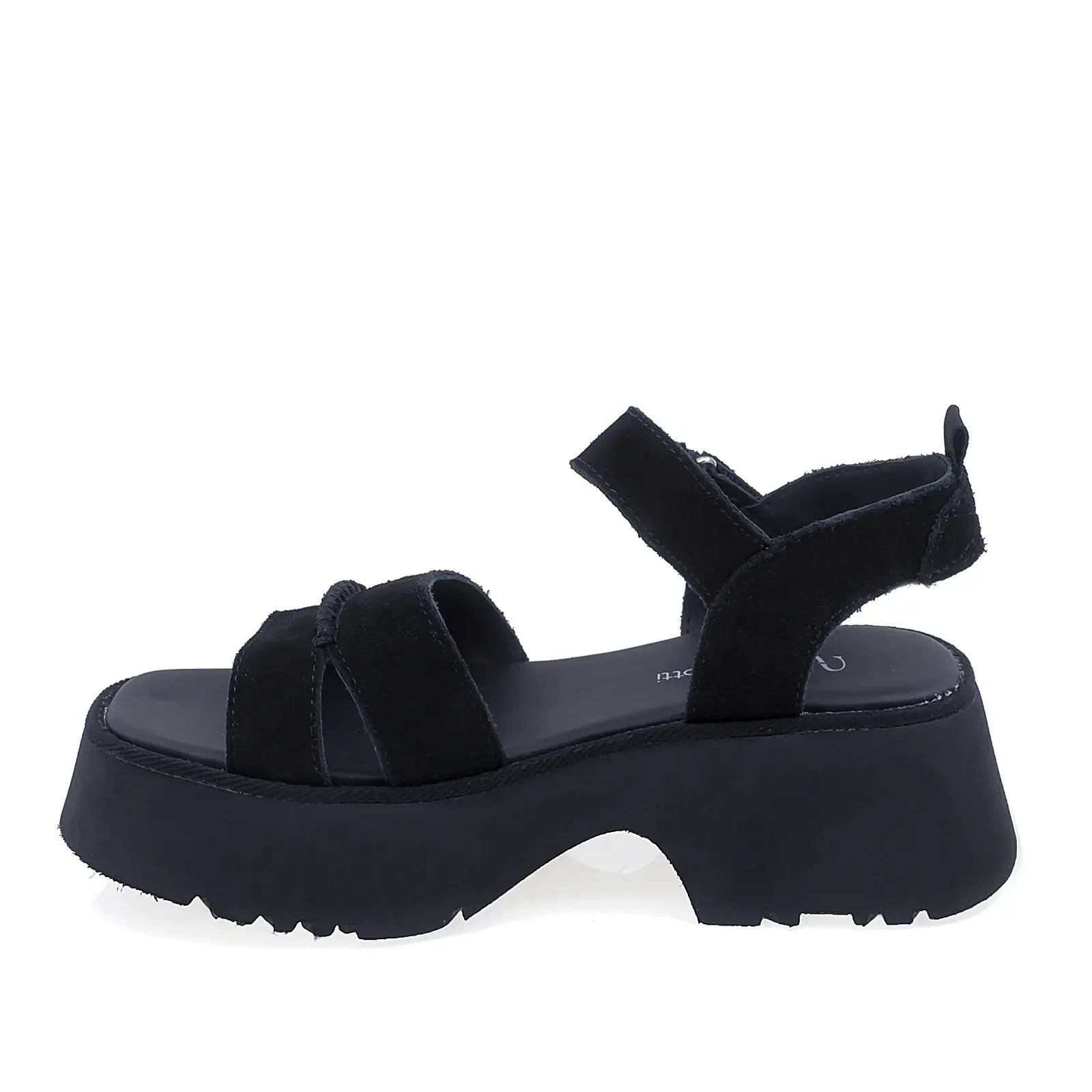 Sandale dama casual piele nabuc Anna Viotti D113-OWS003-1 negre vedere laterala stanga stil modern