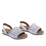 Sandale dama casual Anna Viotti D45-2653 albe din piele naturala vedere din fata design confortabil