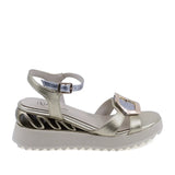 Sandale dama casual Anna Viotti D106-RD909-A823 din piele naturala auriu gri vedere laterala dreapta confortabile