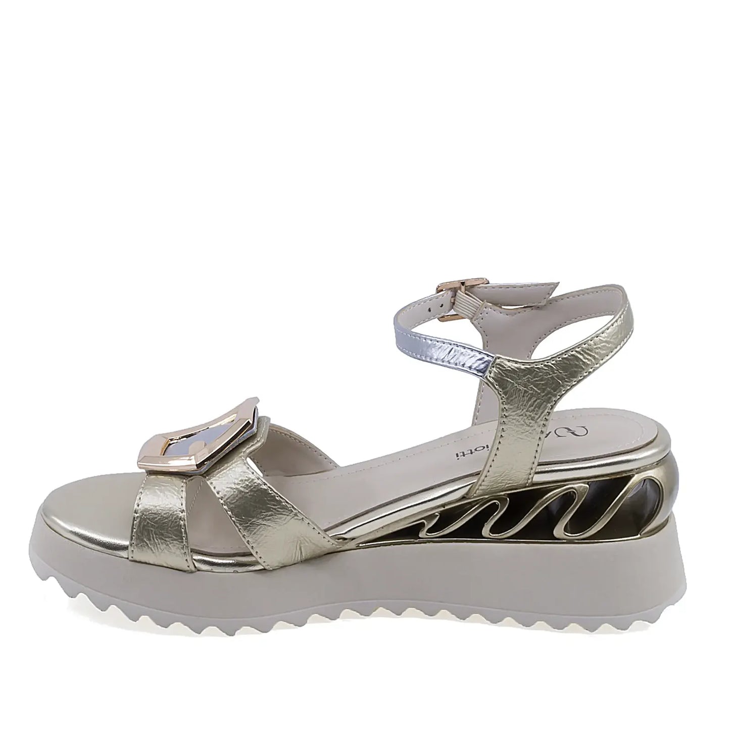 Sandale dama Anna Viotti D106-RD909-A823 auriu gri din piele naturala vedere laterala stanga stil modern