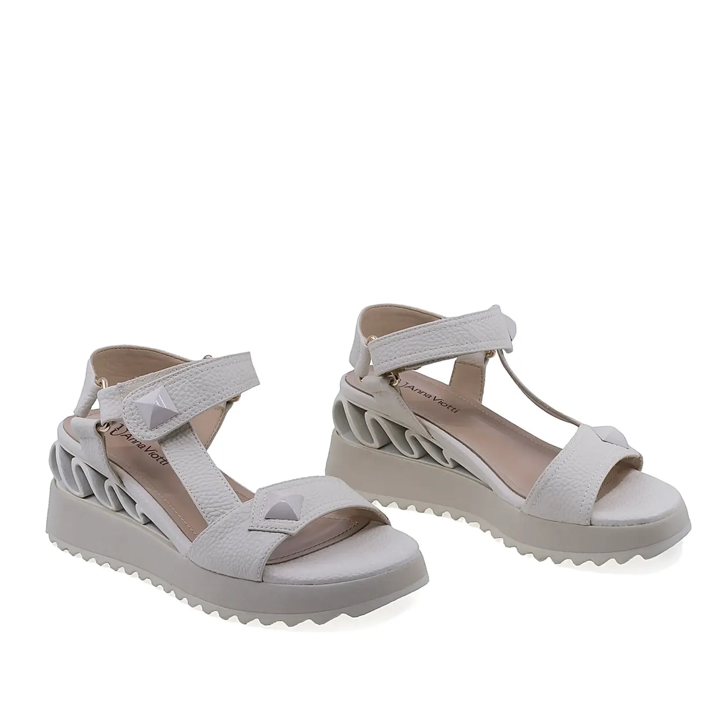 Sandale dama casual Anna Viotti D106-RD909-B39 bej din piele naturala vedere din fata design confortabil