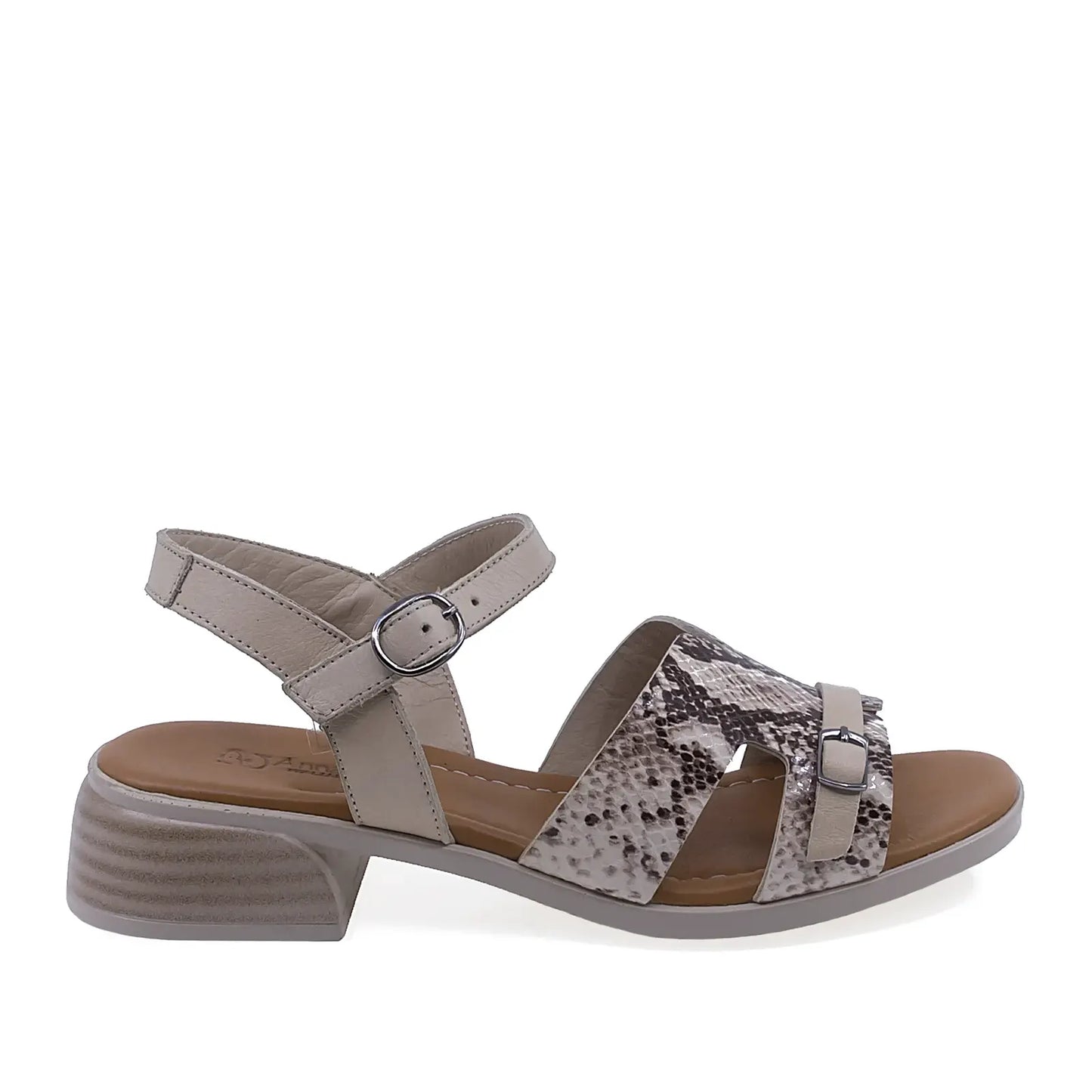 Sandale dama casual Anna Viotti D42-10209 din piele naturala bej vedere lateral dreapta confortabile si elegante