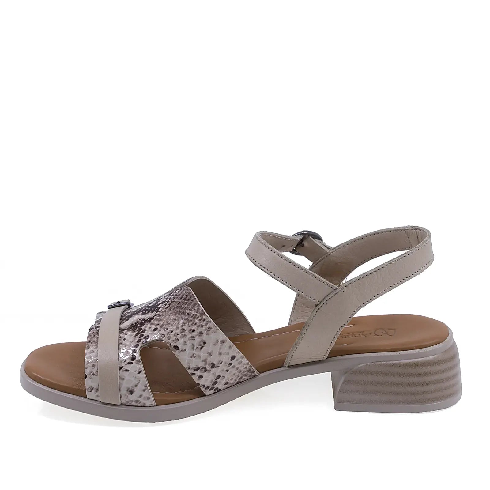 Sandale dama casual Anna Viotti D42-10209 bej din piele naturala vedere lateral stanga stil modern
