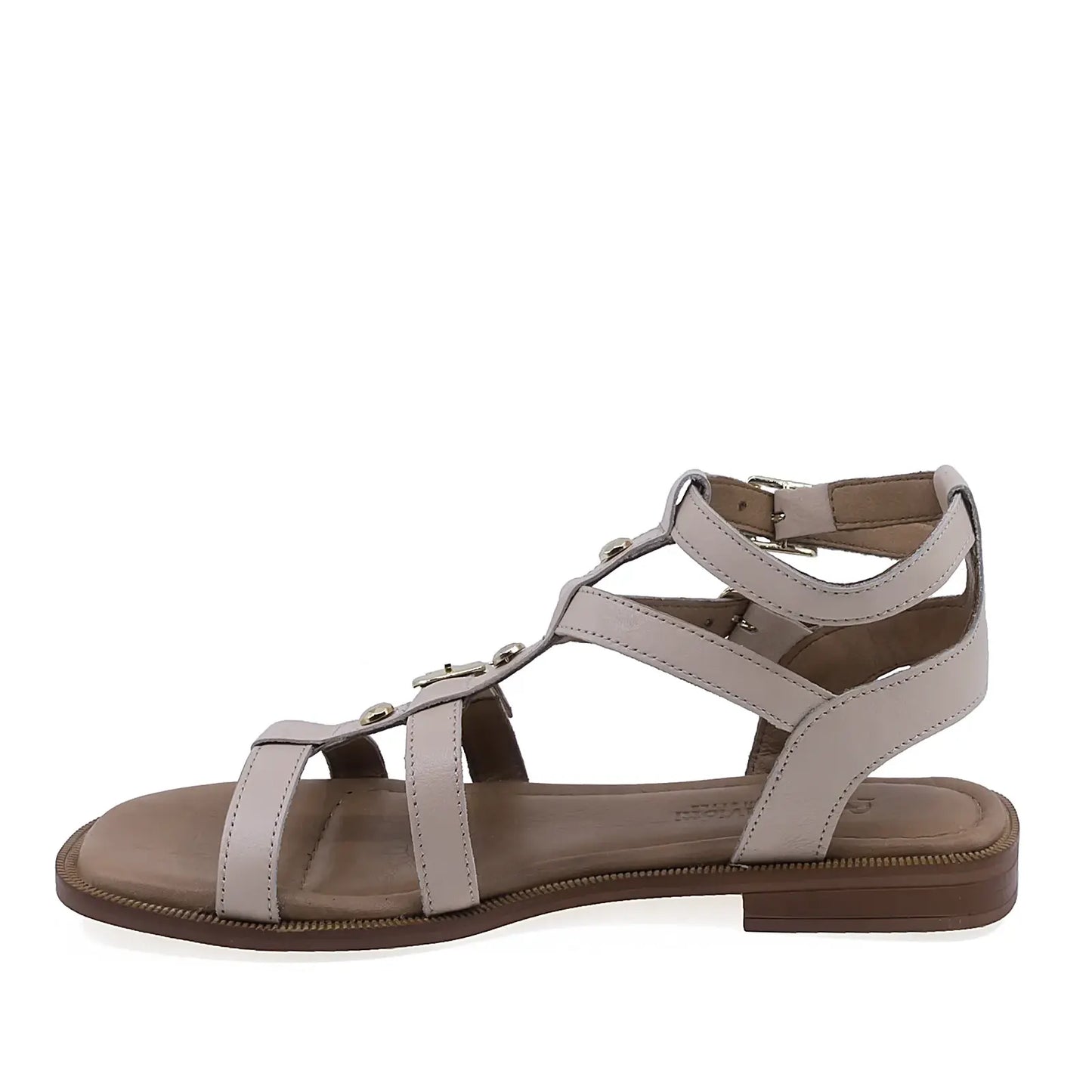 Sandale dama casual piele naturala Anna Viotti D57-16222 bej vedere laterala stanga design feminin modern