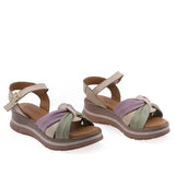 Sandale dama casual Anna Viotti D45-2717 bej multicolor din piele naturala vedere din fata design modern