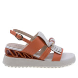 Sandale dama casual Anna Viotti din piele naturala bej orange vedere lateral dreapta talpa ortopedica comoda