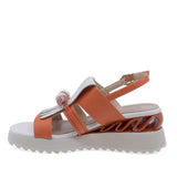 Sandale dama piele naturala bej orange Anna Viotti vedere lateral stanga design modern de vara