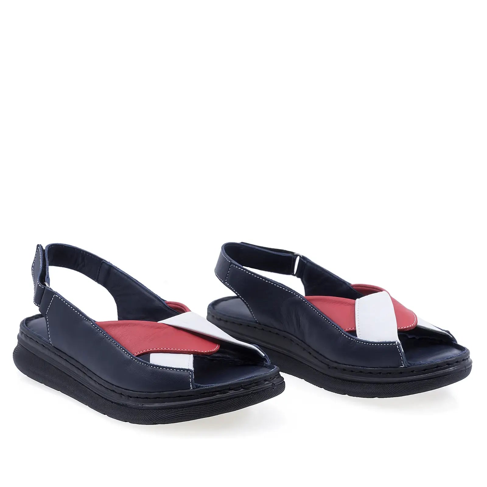 Sandale dama casual Anna Viotti D21-NDR402 din piele naturala bleumarin vedere din fata design modern si confortabil