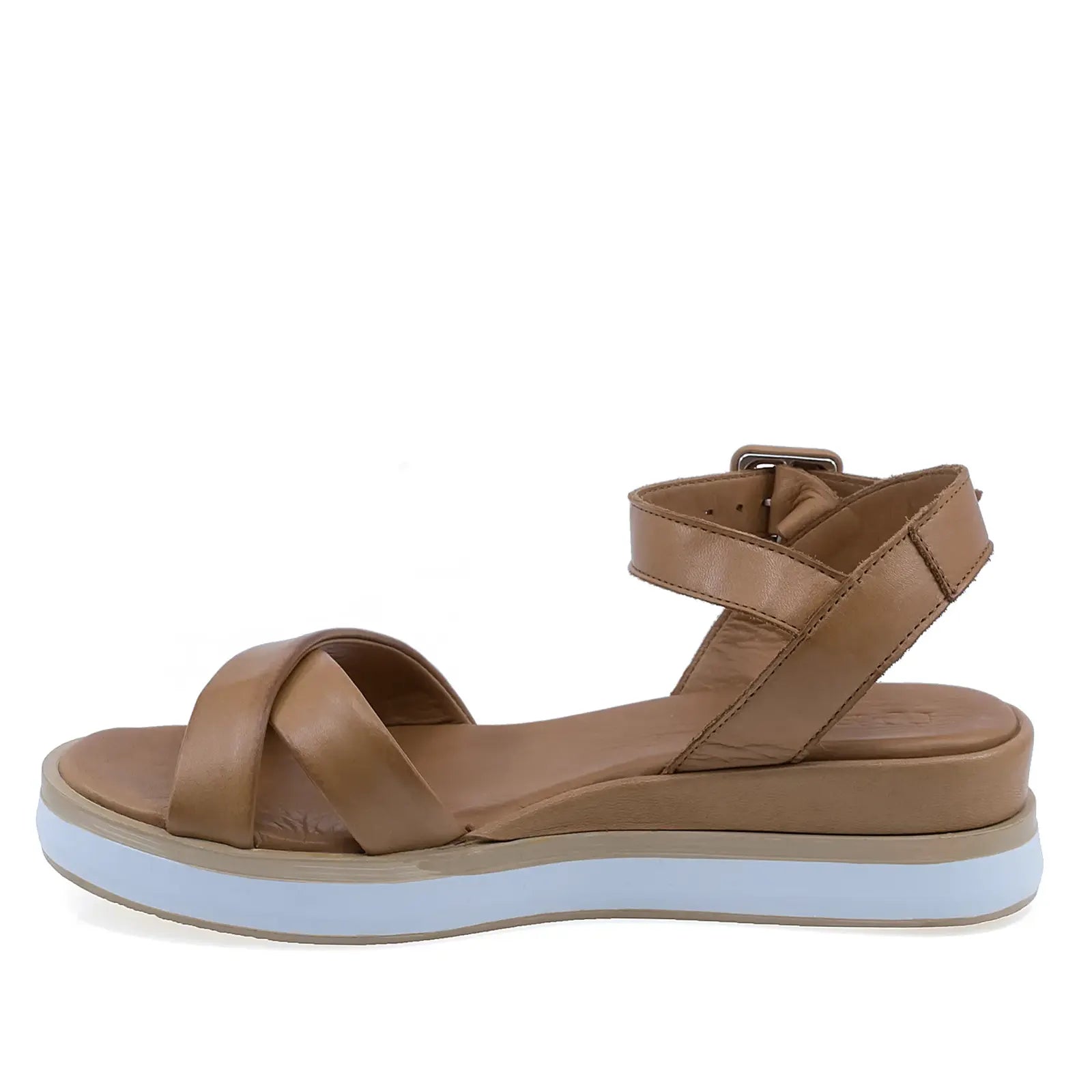 Sandale dama casual piele naturala Anna Viotti D58-2515 coniac vedere lateral stanga design modern