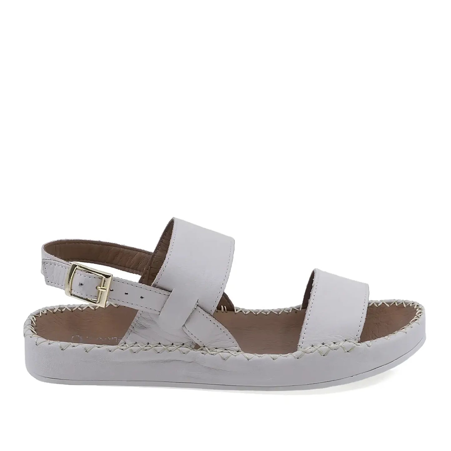 Sandale dama casual Anna Viotti D27-01102 din piele naturala crem vedere lateral dreapta cu platforma confortabila