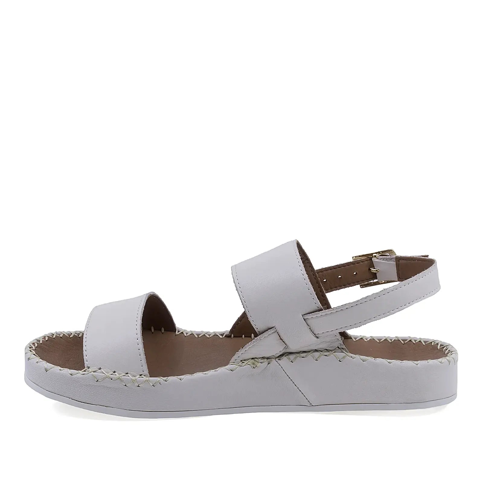 Sandale dama casual piele naturala Anna Viotti D27-01102 crem vedere lateral stanga design modern