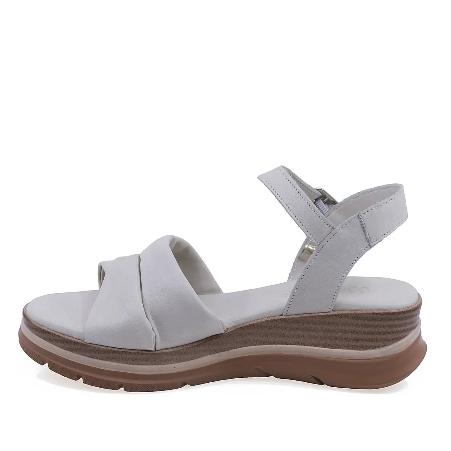 Sandale dama piele naturala crem Anna Viotti vedere lateral stanga design modern de vara