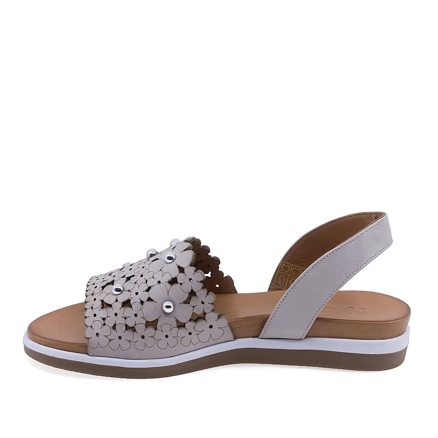 Sandale dama Anna Viotti D45-2653 gri piele naturala vedere lateral stanga design confortabil