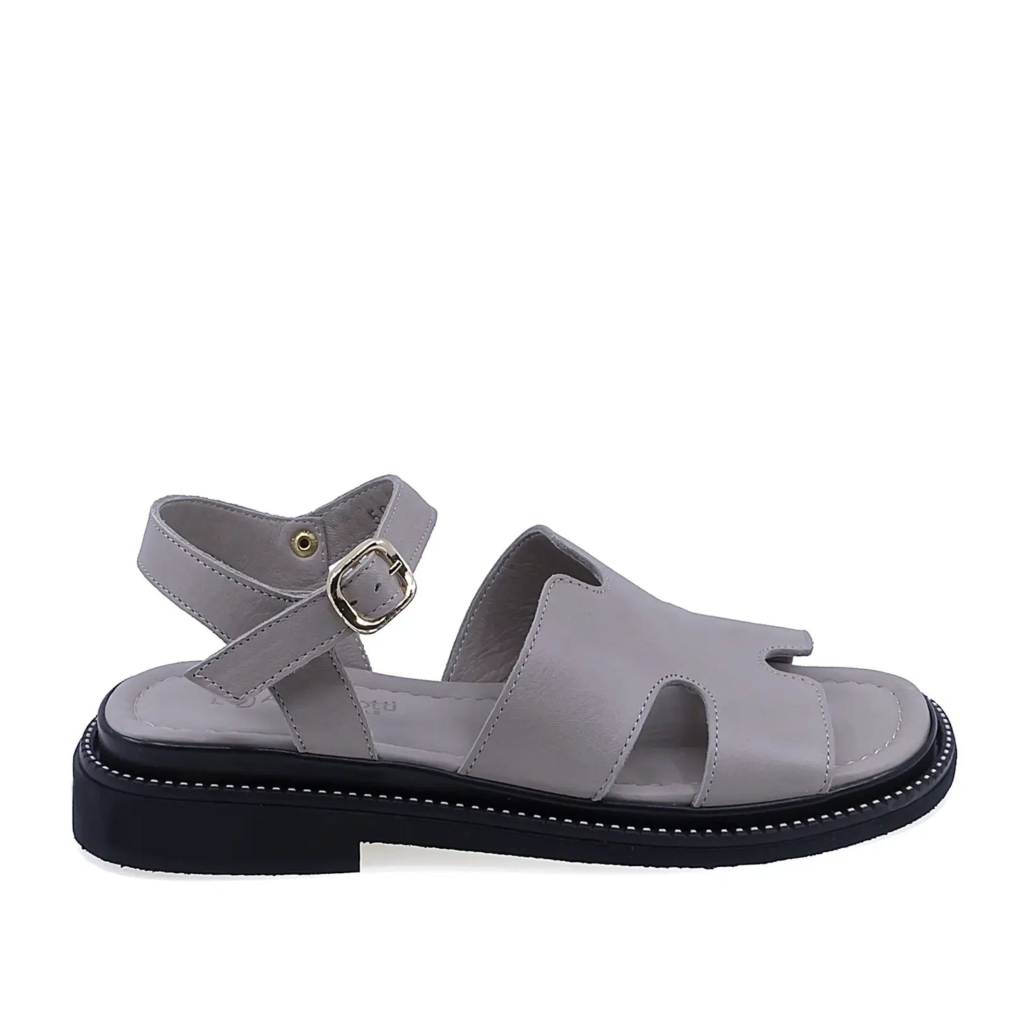 Sandale dama casual Anna Viotti D50-1813 din piele naturala gri vedere lateral dreapta cu toc confortabil