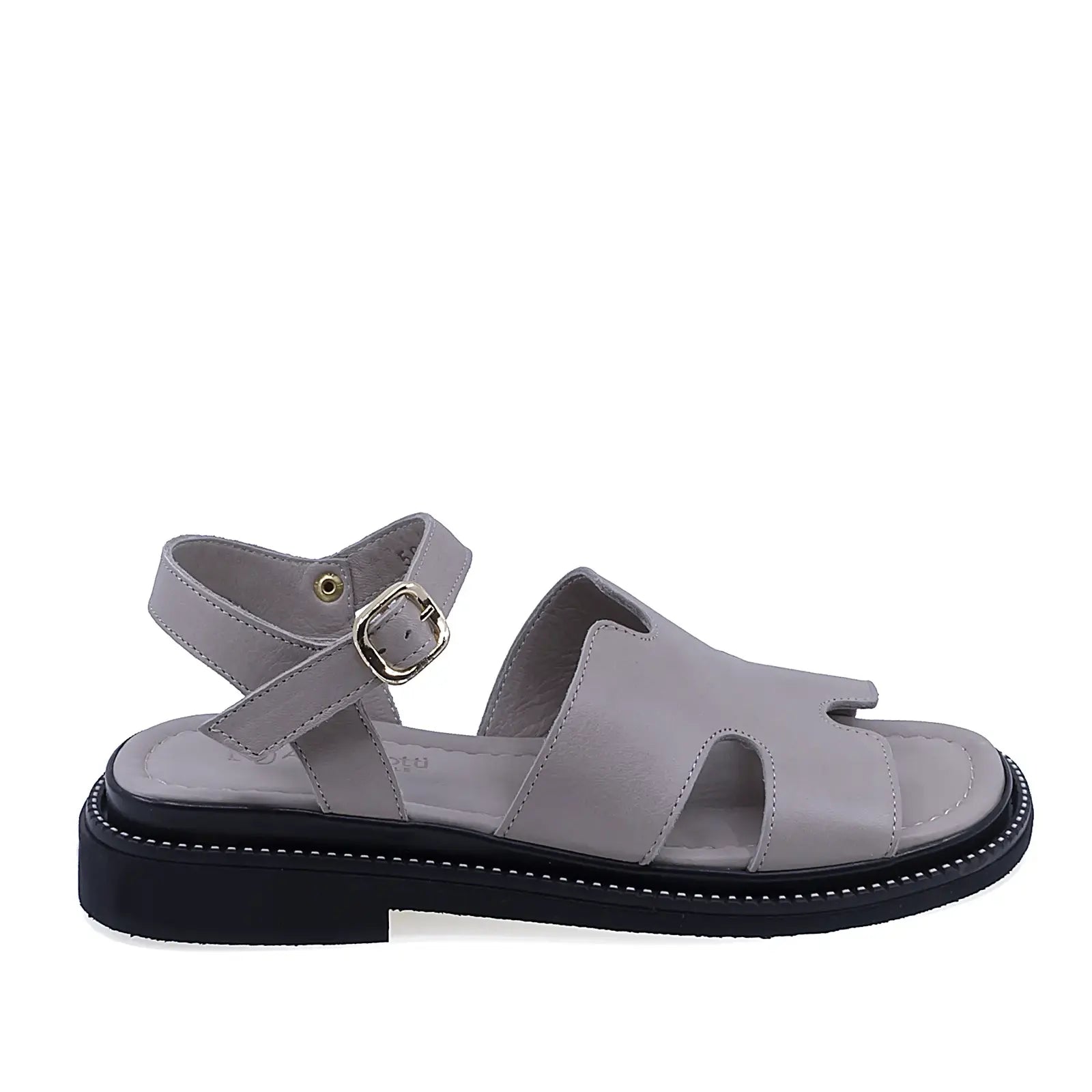 Sandale dama casual Anna Viotti D50-1813 din piele naturala gri vedere lateral dreapta cu toc confortabil