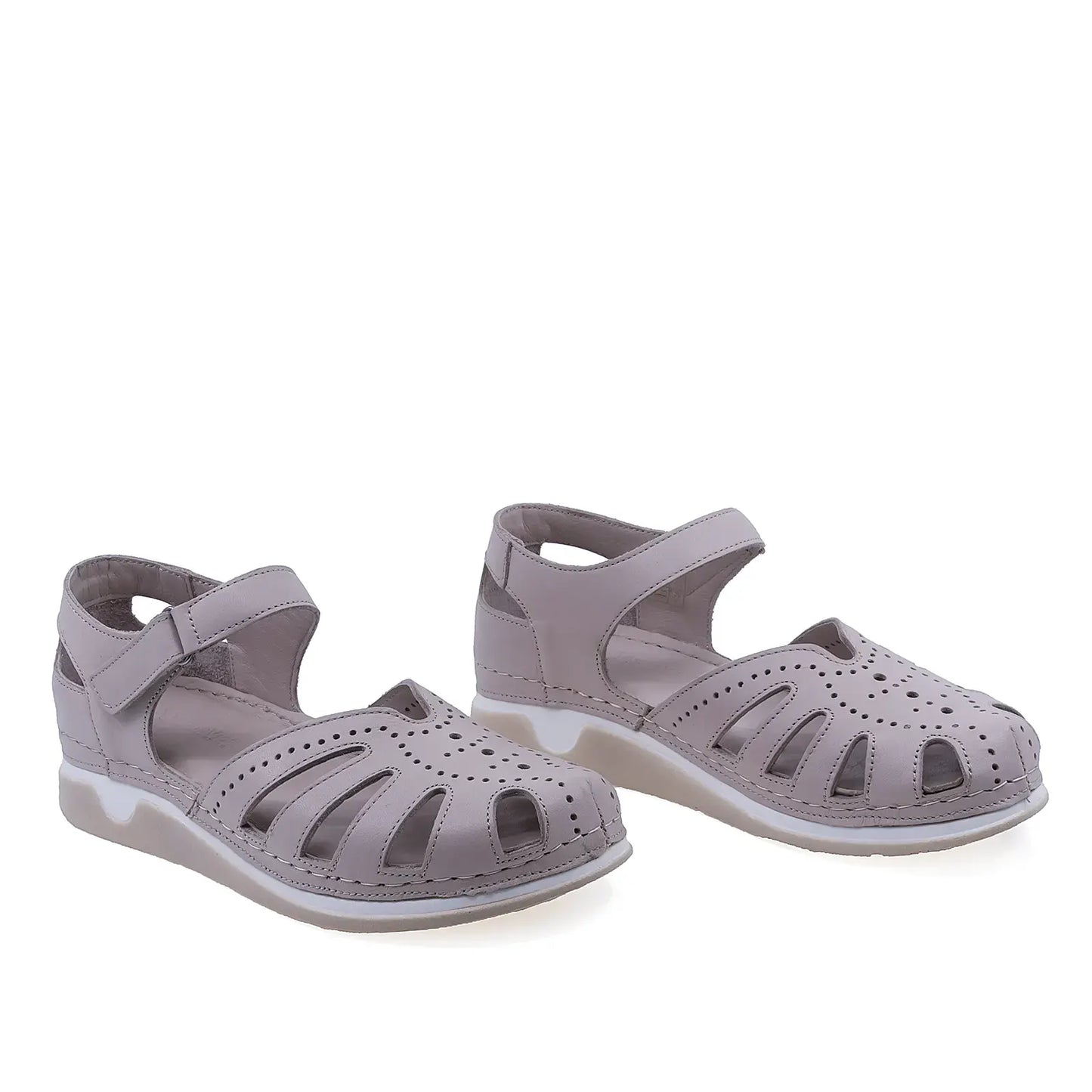 Sandale dama casual Anna Viotti D60-M31 din piele naturala gri vedere din fata design confortabil