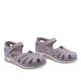 Sandale dama casual Anna Viotti D60-M31 din piele naturala gri vedere din fata design confortabil