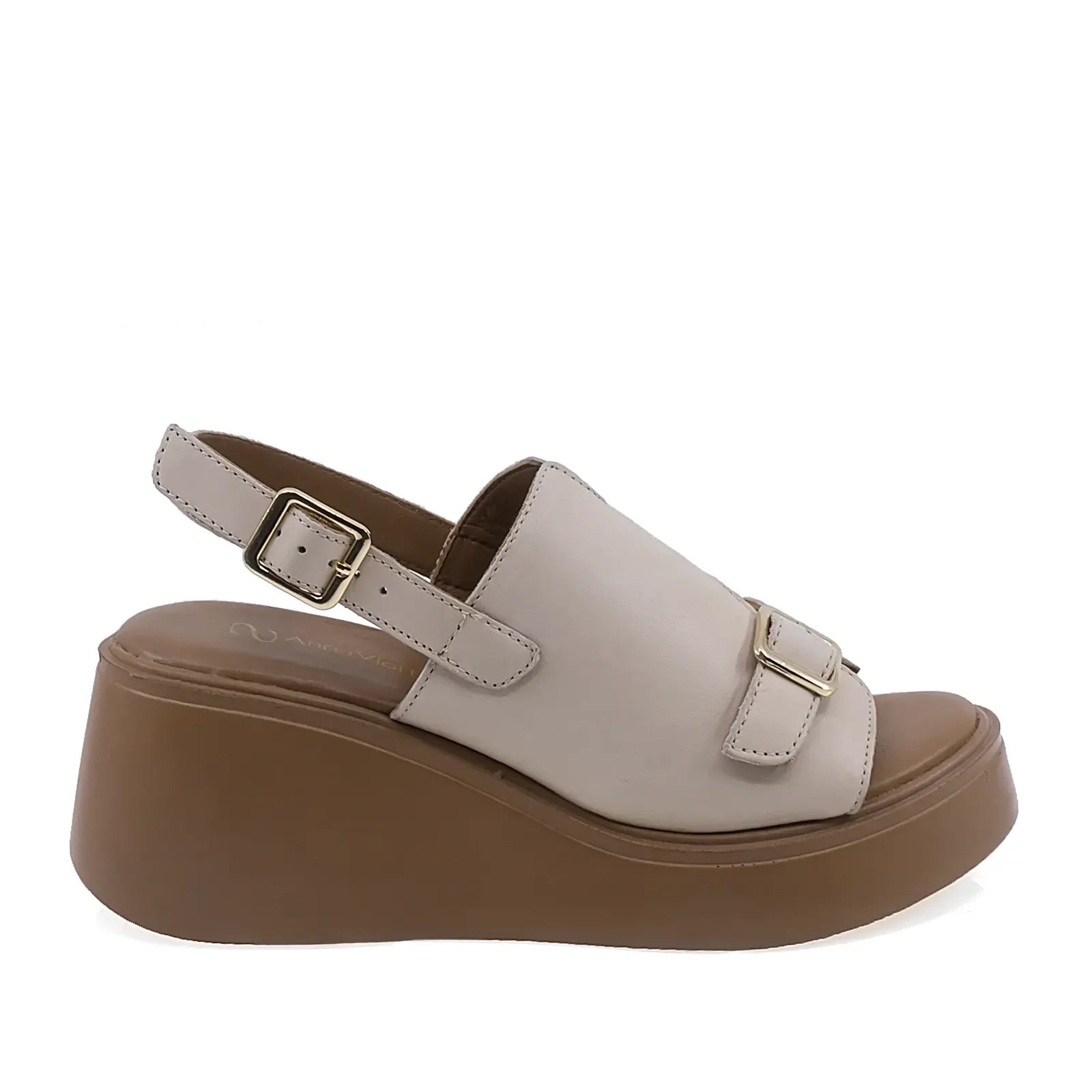 Sandale dama casual Anna Viotti D202-82377 din piele naturala ivory vedere lateral dreapta cu platforma confortabila