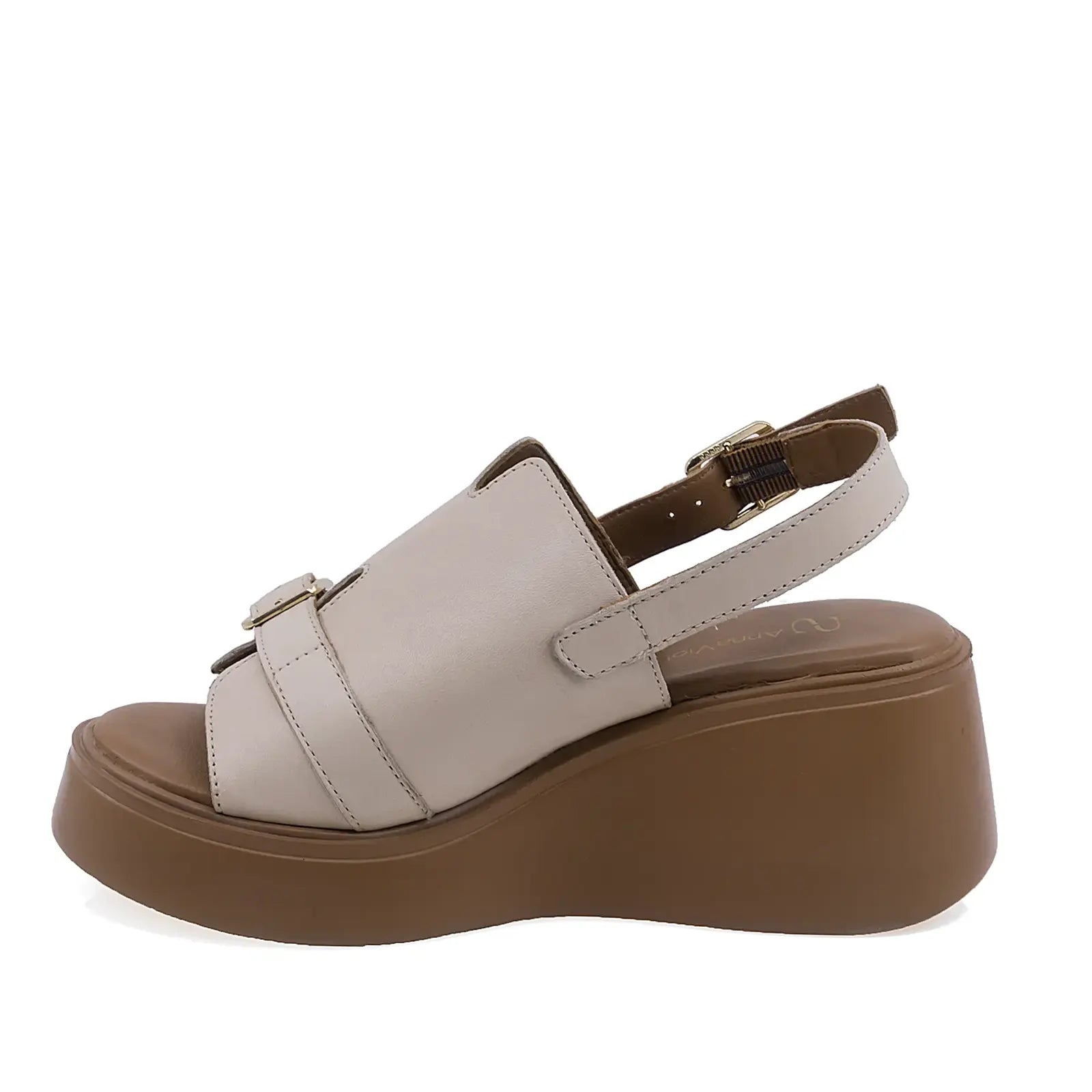 Sandale dama casual piele naturala Anna Viotti D202-82377 ivory vedere lateral stanga design modern