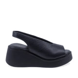 Sandale dama casual Anna Viotti D202-82374 din piele naturala negre vedere lateral dreapta cu platforma confortabila
