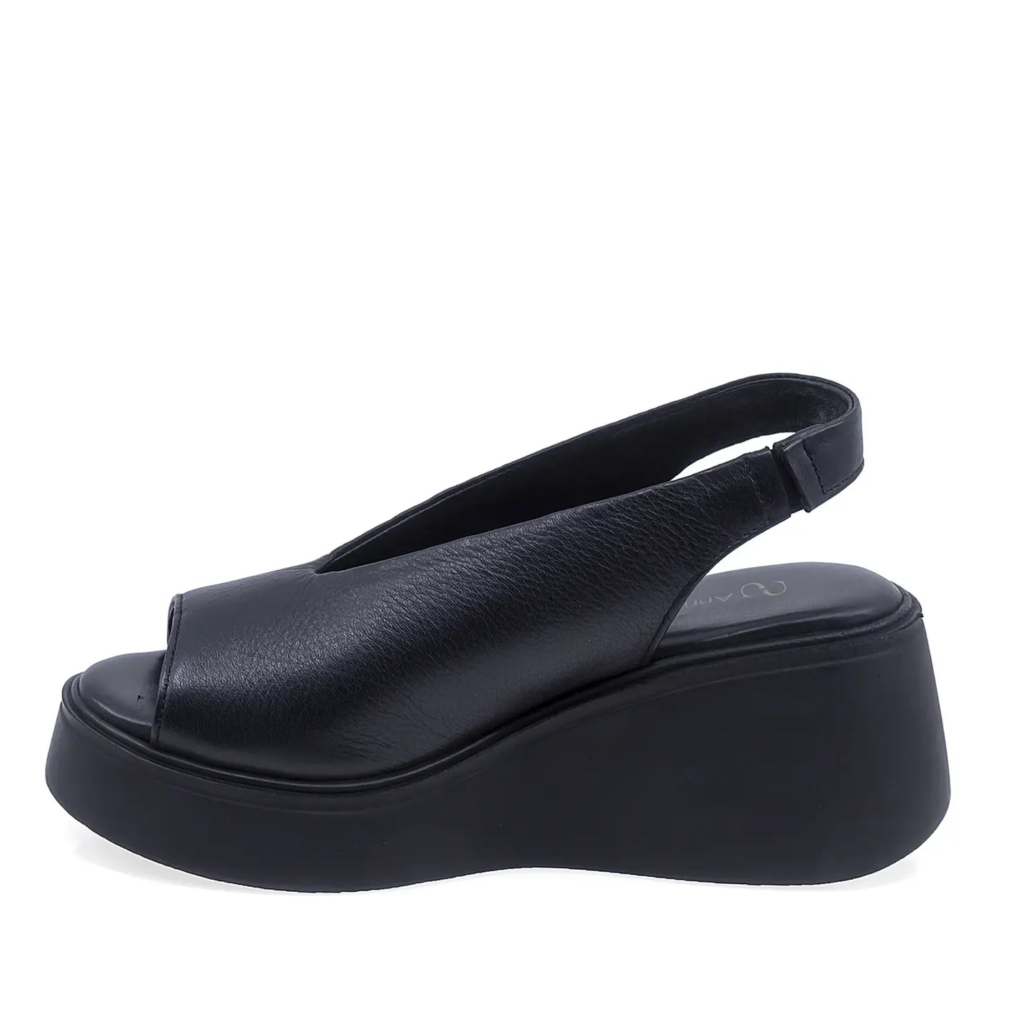 Sandale dama casual piele naturala Anna Viotti D202-82374 negre vedere lateral stanga design modern