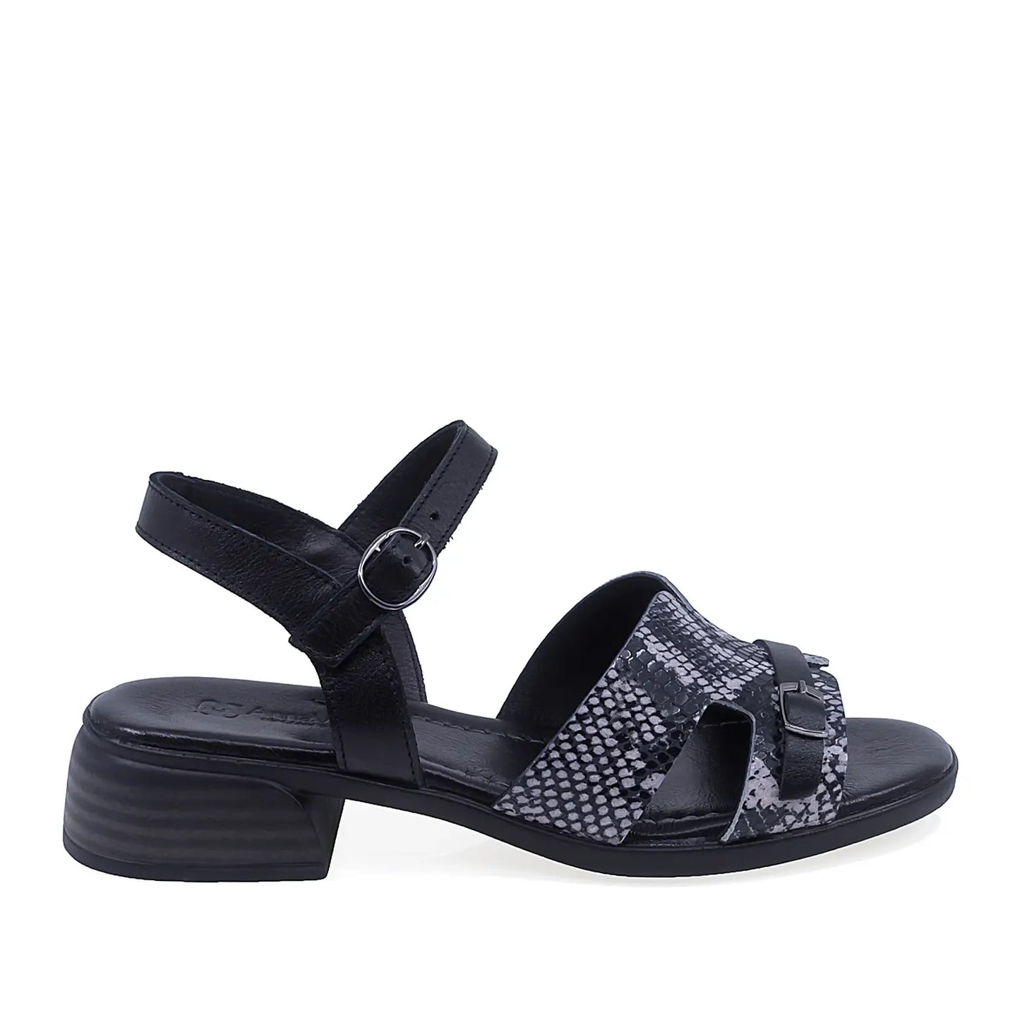 Sandale dama casual Anna Viotti D42-10209 din piele naturala negre vedere lateral dreapta confortabile