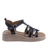 Sandale dama casual Anna Viotti D57-303 din piele naturala negre vedere lateral dreapta cu talpa ortopedica