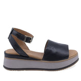 Sandale dama casual Anna Viotti D58-2410 din piele naturala negre vedere lateral dreapta cu platforma confortabila