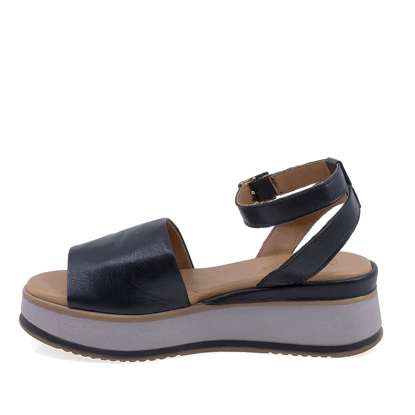 Sandale dama casual piele naturala Anna Viotti D58-2410 negre vedere lateral stanga design modern