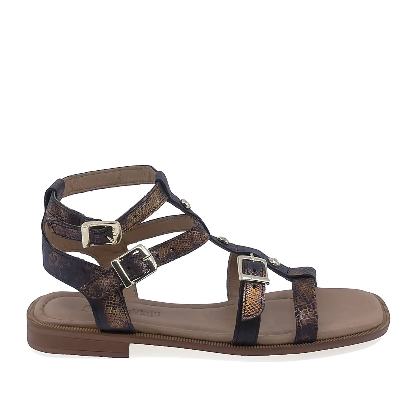Sandale dama casual Anna Viotti D57-16222 din piele naturala negru color vedere laterala dreapta confortabile