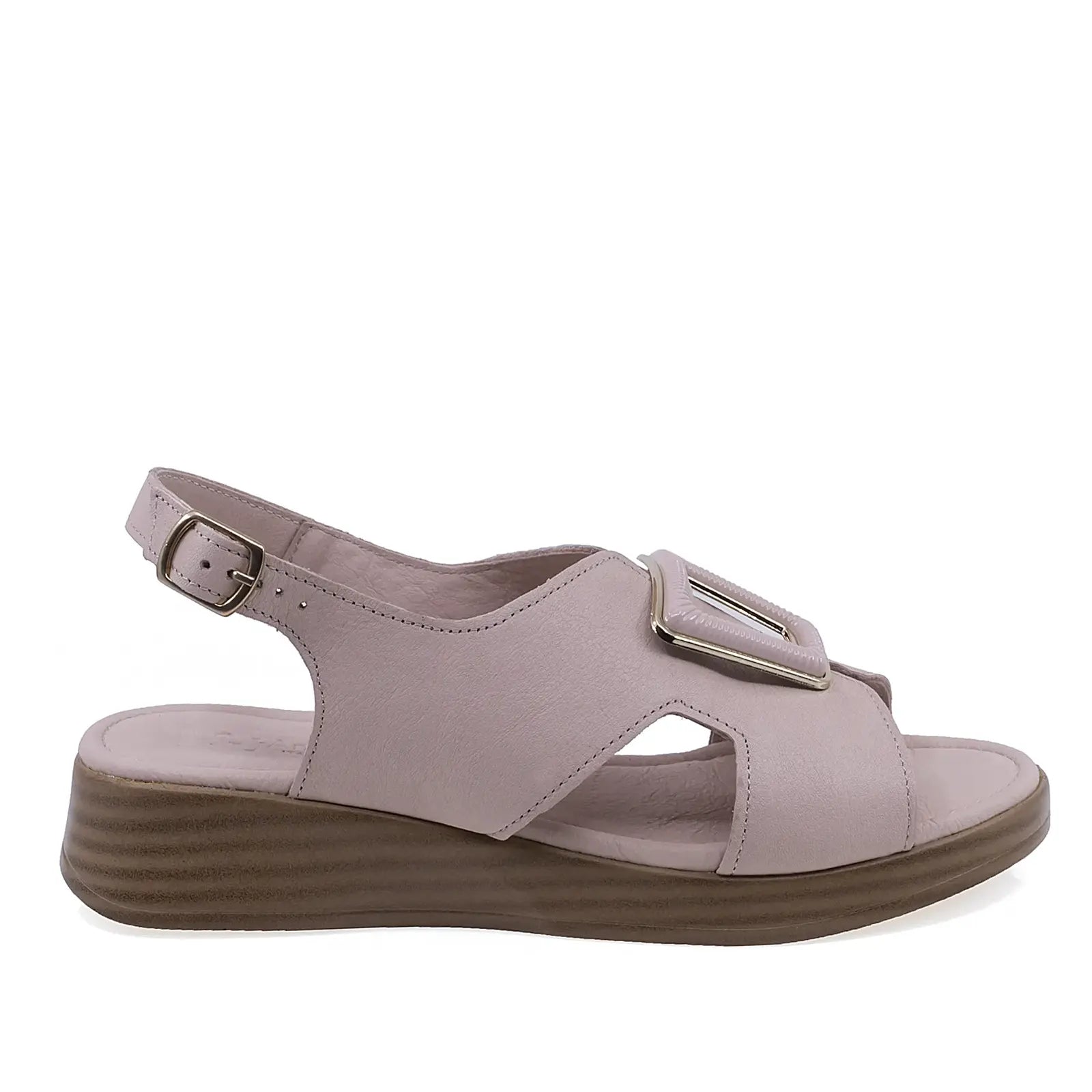 Sandale dama casual Anna Viotti D72-25-999 din piele naturala pudra vedere lateral dreapta confortabile