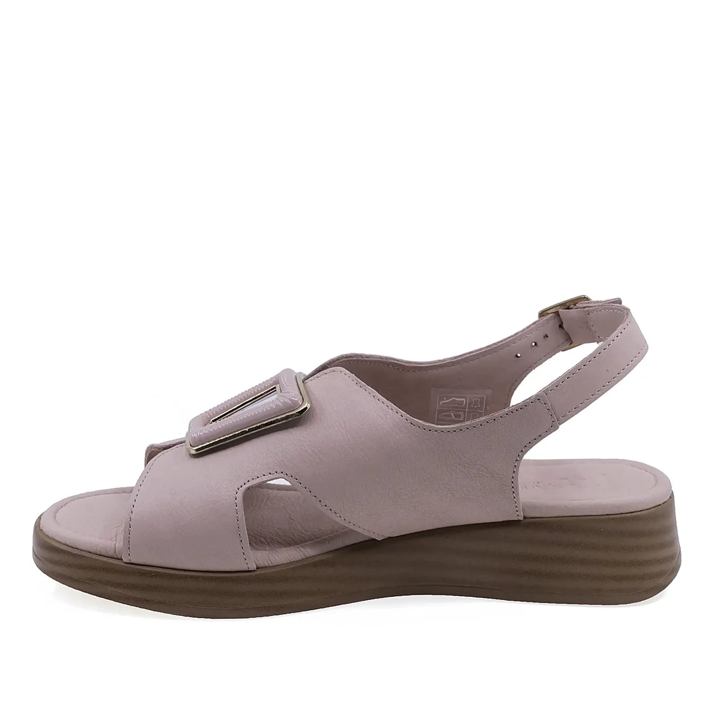 Sandale dama casual piele naturala Anna Viotti D72-25-999 pudra vedere lateral stanga design modern