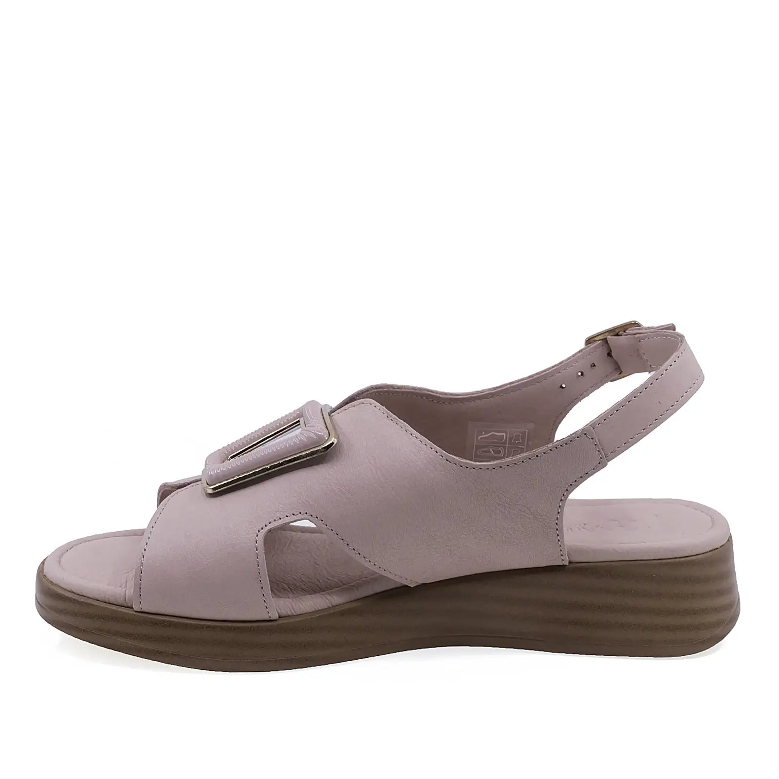Sandale dama casual piele naturala Anna Viotti D72-25-999 pudra vedere lateral stanga design modern