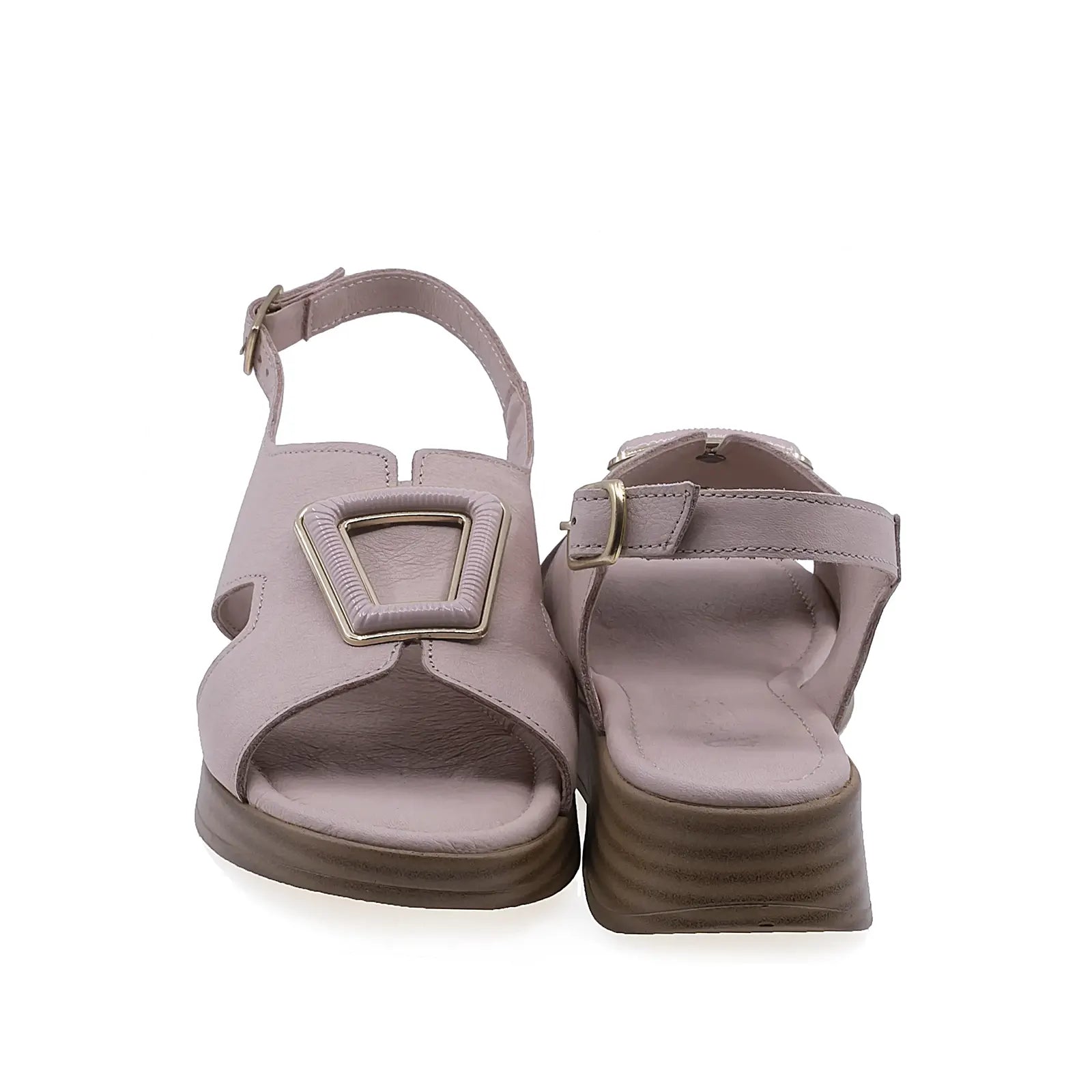 Sandale dama casual Anna Viotti D72-25-999 vedere spate piele naturala pudra design feminin