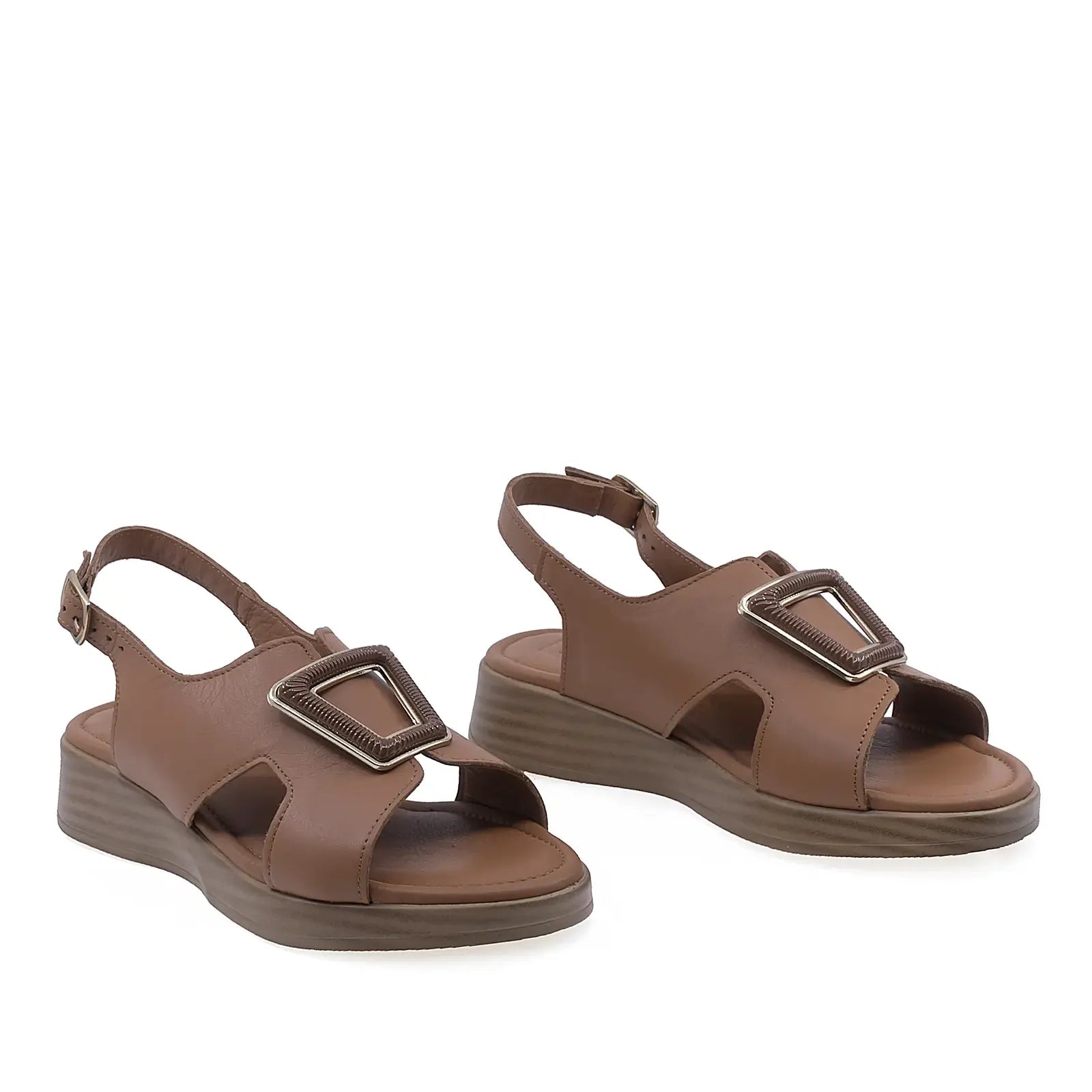 Sandale dama casual Anna Viotti D72-25-999 piele naturala taba vedere din fata design modern si comod