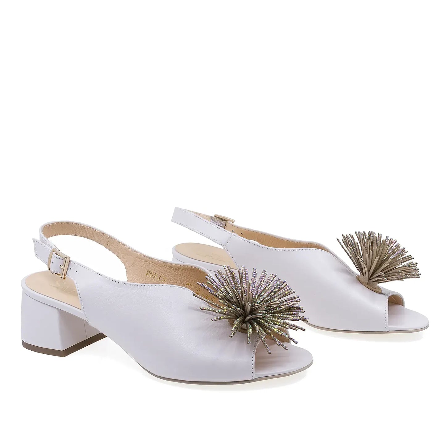 Sandale damă elegante albe Sala DSALA20715 vedere față design feminin perfect pentru ținute elegante
