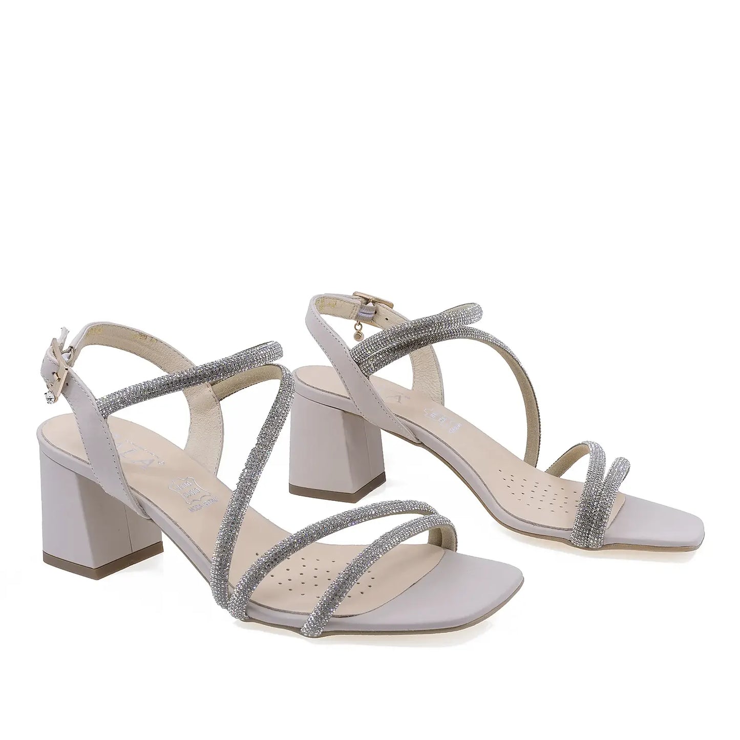 Sandale damă elegante Sala 20264 din piele naturală bej, vedere frontală – look sofisticat și detalii fine