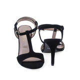 Sandale damă negre Guban D3229, toc 9 cm, vedere din spate, stil elegant