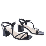 Sandale damă elegante Sala 20264 din piele naturală neagră, vedere frontală – look sofisticat și detalii premium