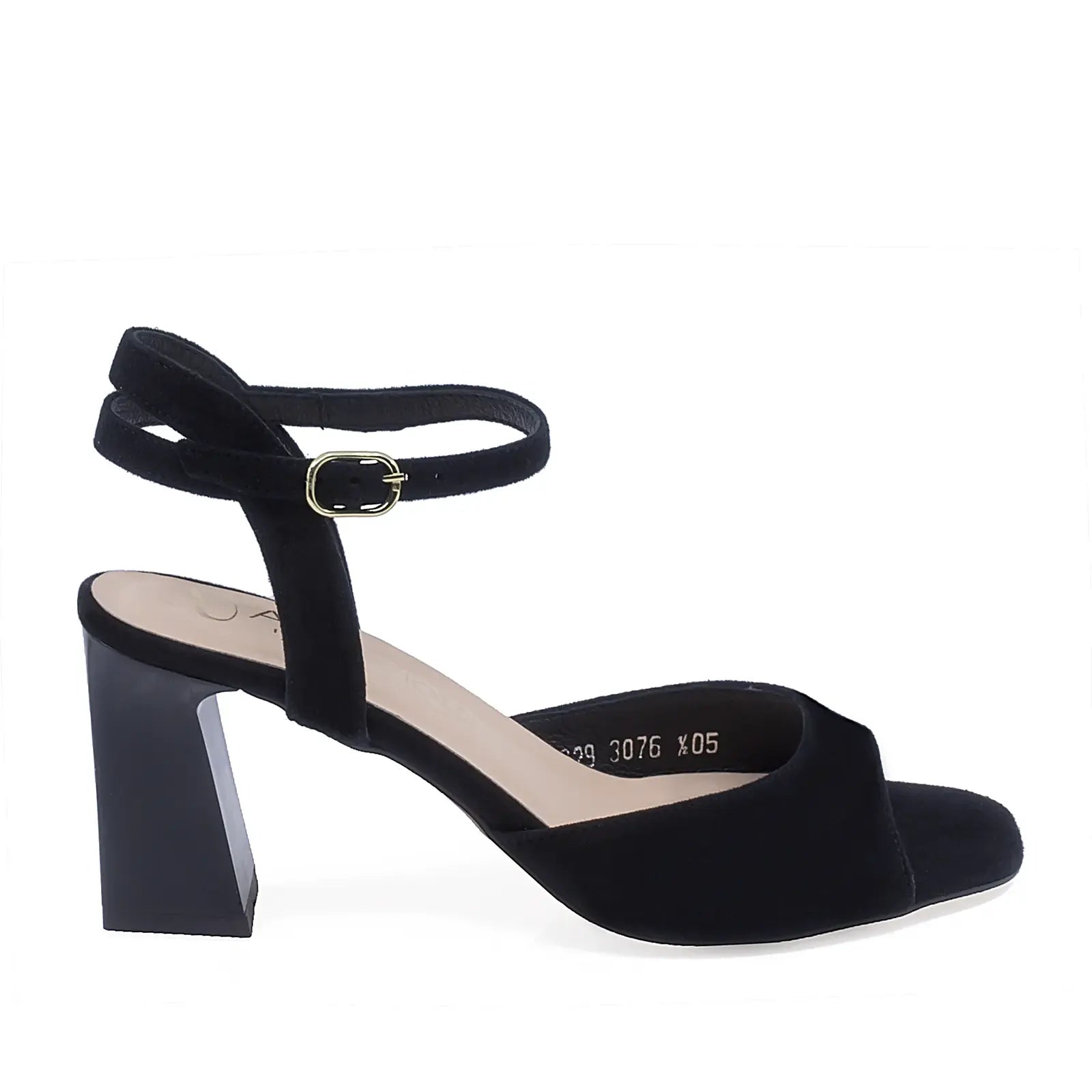 Sandale dama elegante Anna Viotti D3076 negre din piele naturala vedere lateral dreapta cu toc 7,5 cm