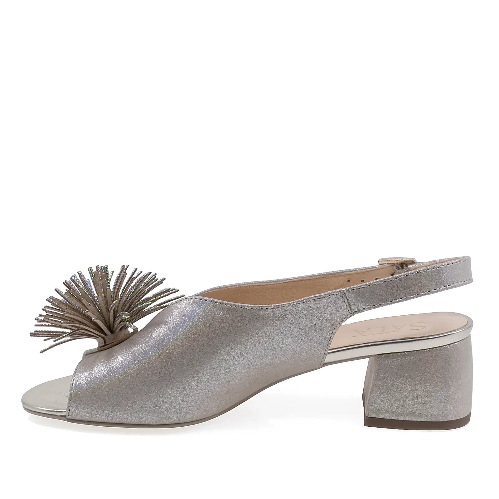 Sandale dama elegante piele naturala Sala 20715 aurii vedere lateral stanga design acoperit lateral