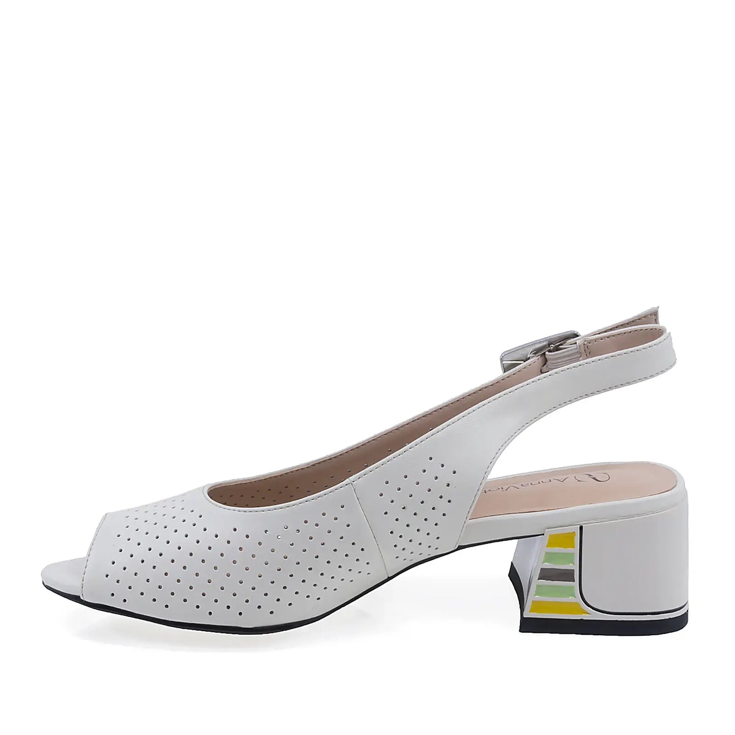 Sandale damă din piele naturală bej Anna Viotti D105-6369P-A10-YT03, vedere lateral stânga, model elegant și feminin