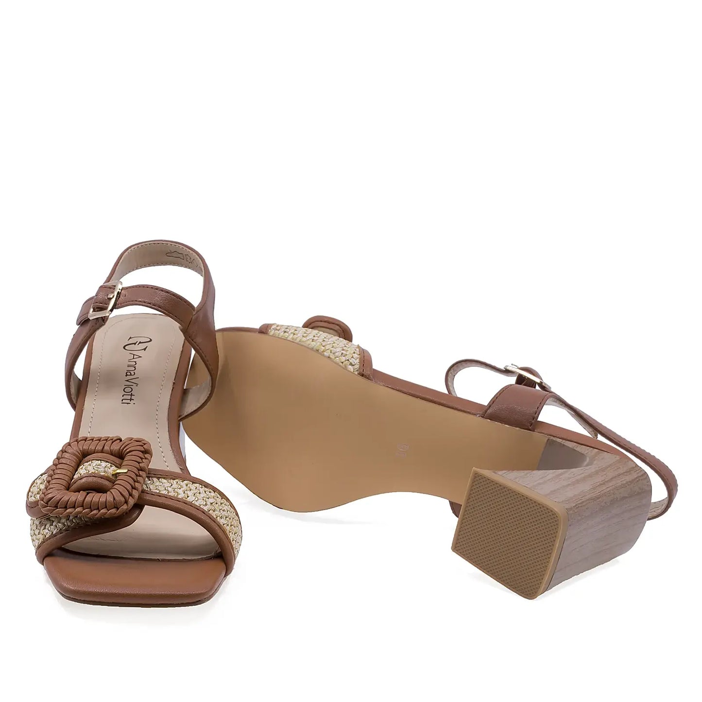 Talpă sandale damă elegante Anna Viotti maro/bej, model D106-RD1365-B159, flexibilă și aderentă
