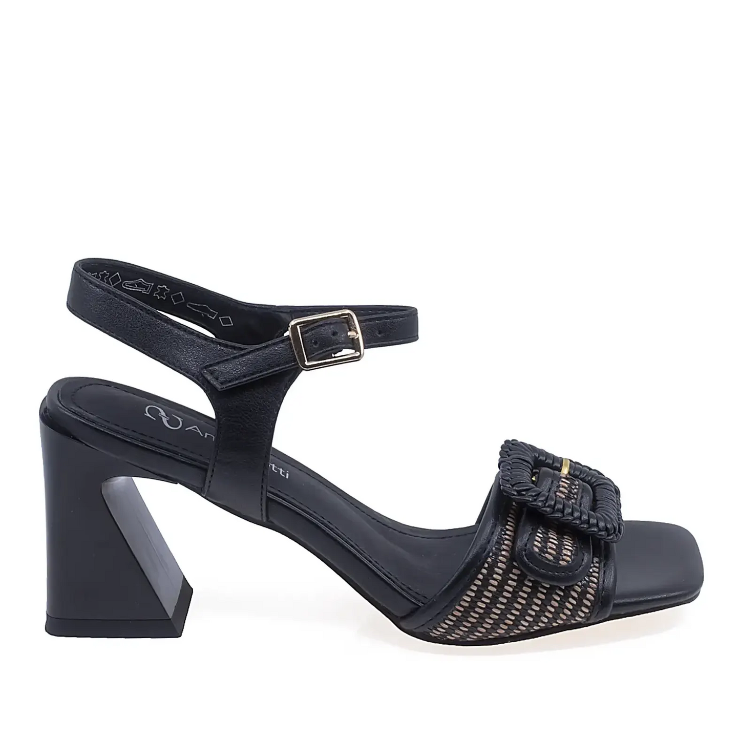 Sandale dama elegante Anna Viotti D106-RD1365-B159 din piele naturala neagra vedere laterala dreapta cu toc de 7 cm