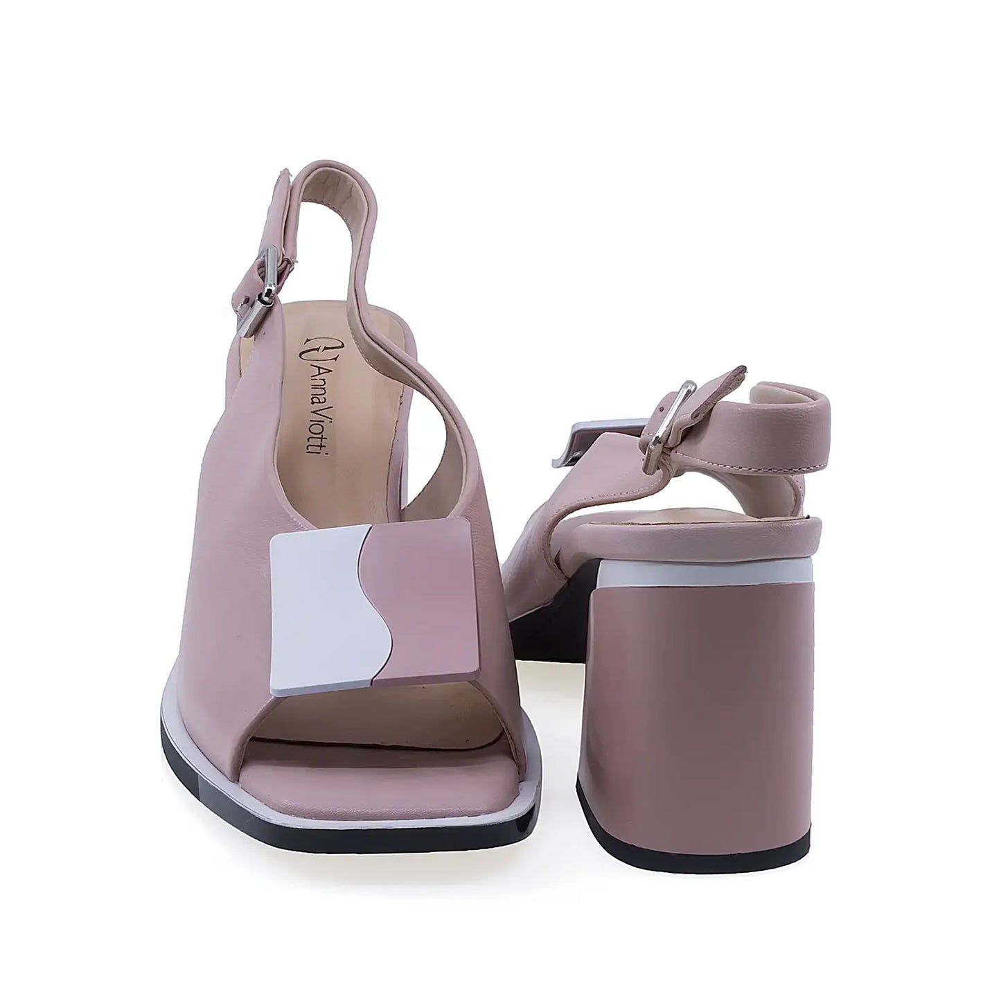 Sandale damă elegante roz Anna Viotti D105-6361P-J558-Z818 din piele naturală, vedere din spate, fixare sigură