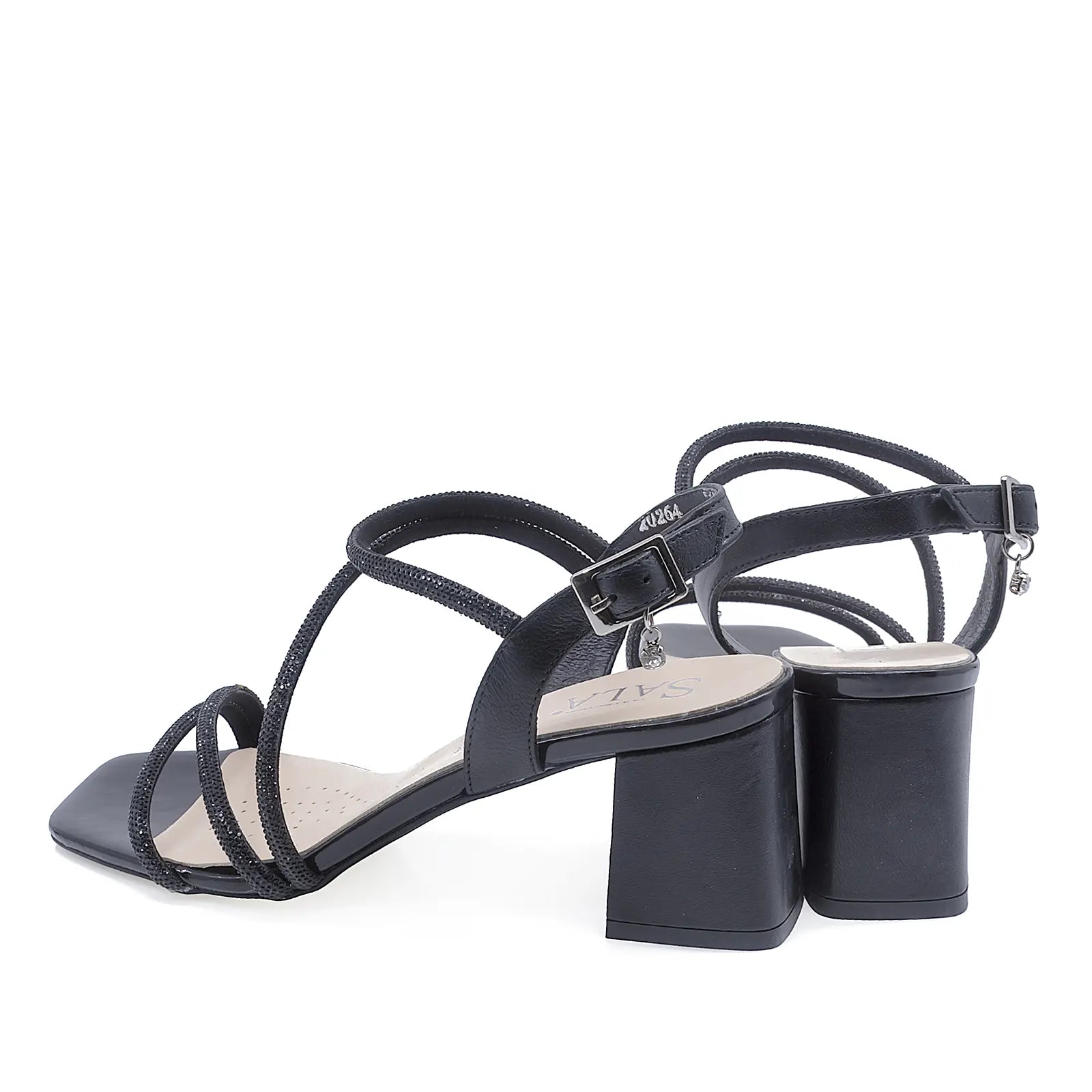 Sandale damă Sala 20264 negre, vedere din spate – fixare sigură și echilibru perfect între stil și confort
