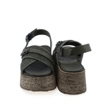 Sandale dama Anna Viotti D58-7004 vedere din spate din piele naturala kaki cu platforma ergonomica