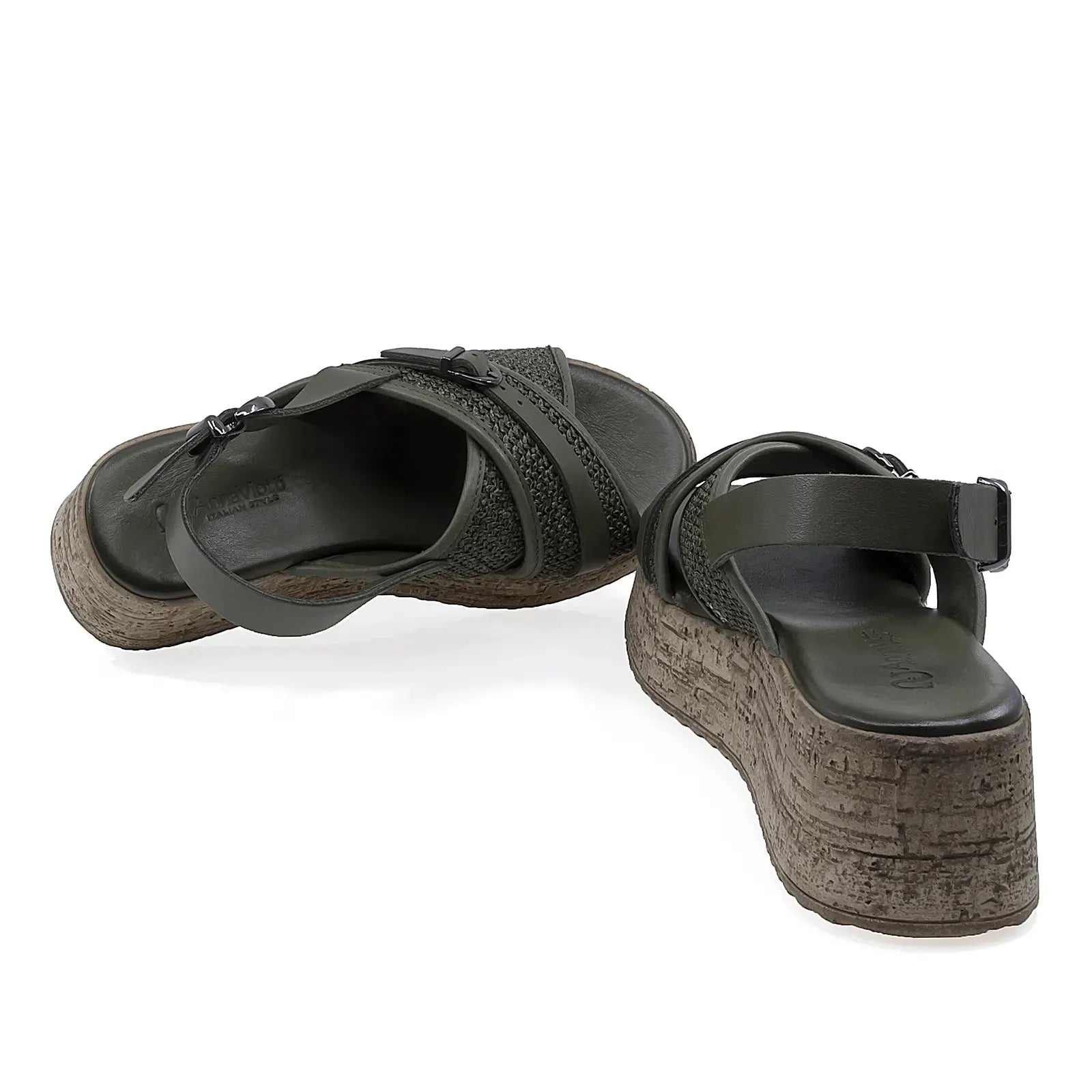 Sandale dama Anna Viotti D58-7004 cu interior din mesina naturala pentru confort si respirabilitate