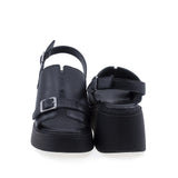 Sandale dama Anna Viotti D202-82377 vedere din spate piele naturala neagra cu platforma confortabila